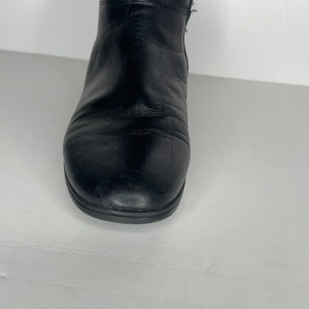 Nine West Cybercore Black Leather Flat Over The Knee Boots Size 7